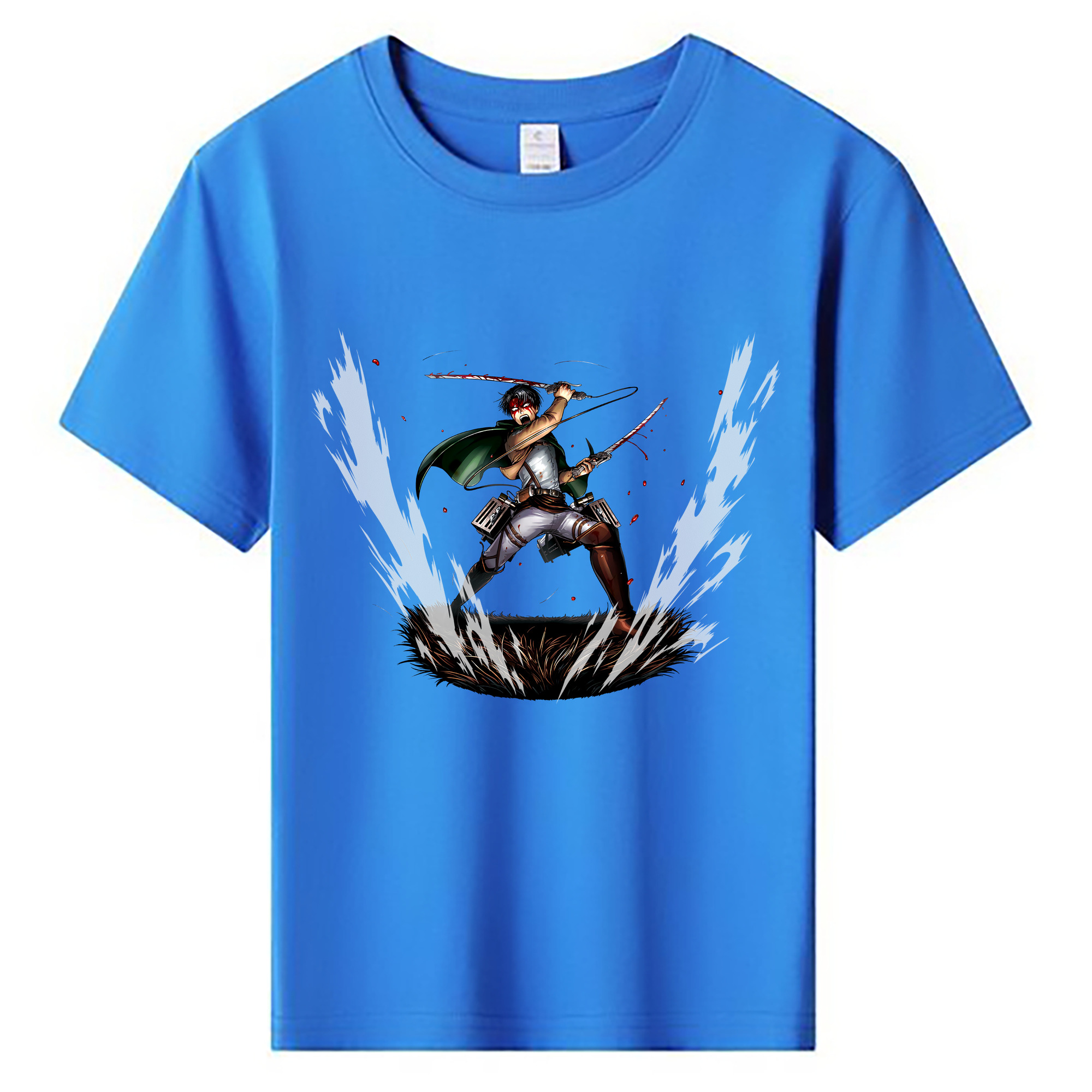（画像用） 進撃の巨人 リヴァイ·アッカーマン Attack on Titan Levi Ackerman 綿100％キッズTシャツ（フロントプリント）